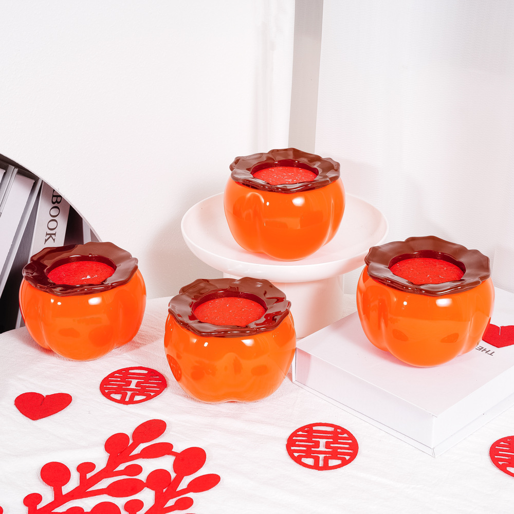 Persimmon Ruyi Flower Bucket Creative housewarming Festive Living Room Decoration New Year Flower Red Fruit Ginkgo Bucket Plastic Empty Bucket