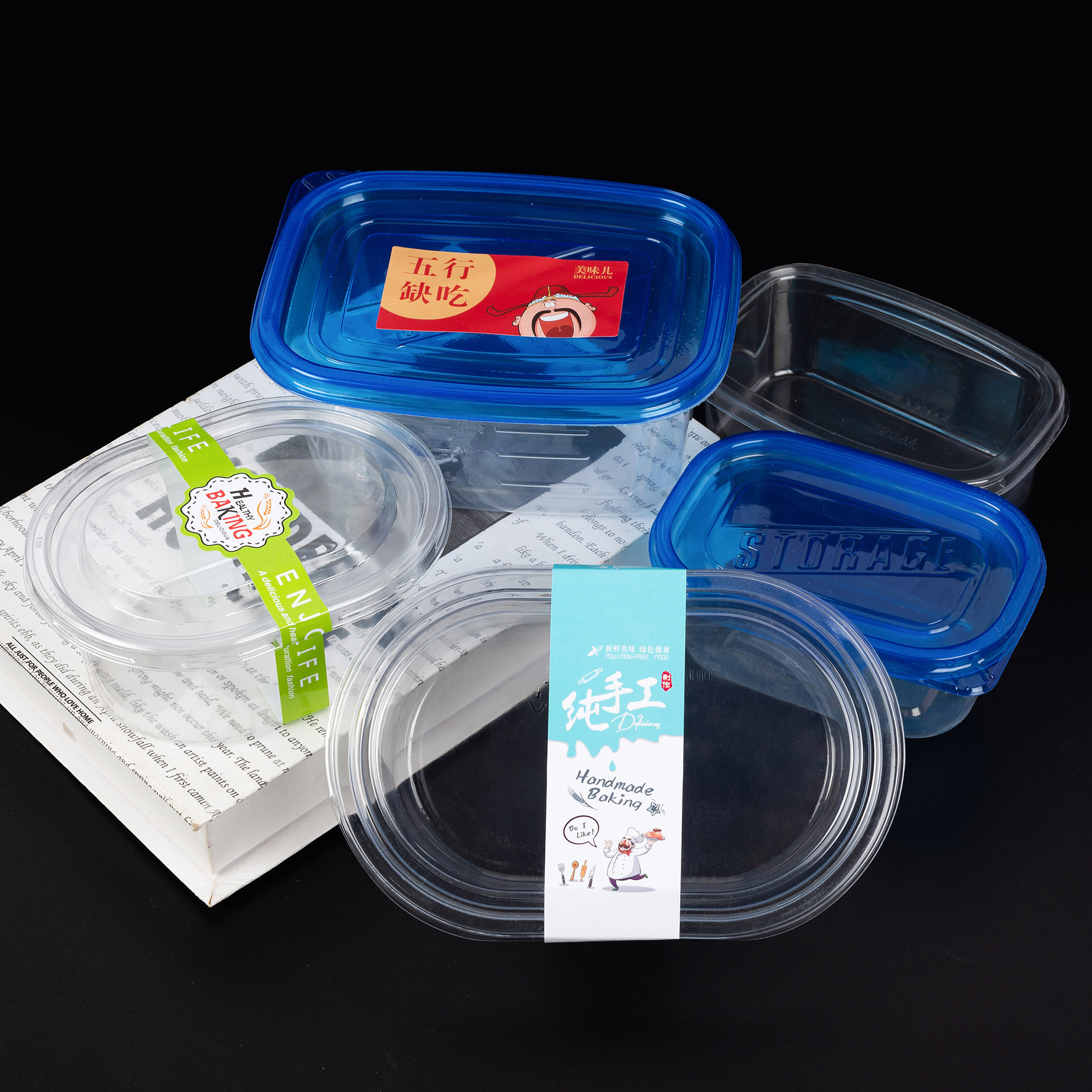 Fruit fishing special box transparent taro mud full bowl roasted grass ice powder packaging box disposable mousse packaging box