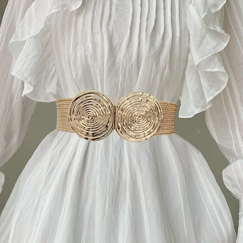 Spring and Summer New Imitation Pp Straw Woven Elastic Belt Women's Fashion Dress with Decorative Trendy Girdle Wholesale