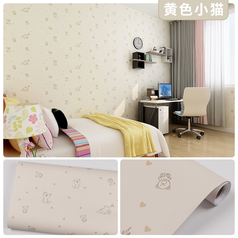 Picture of Wallpaper Self-adhesive Waterproof Moisture-proof Bedroom Background Wall Wallpaper Living Room Bedroom Dormitory Children's Room Cartoon Decorative Wall Stickers