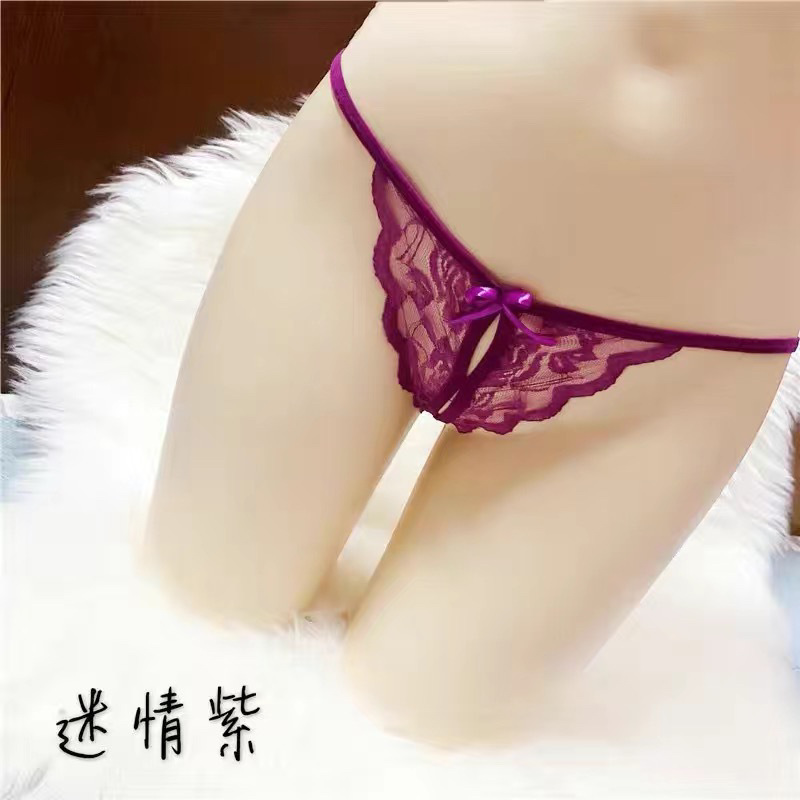 Picture of A large number of wholesale crotch-free single bow fun lace underwear women's sexy passion thong large size T pants
