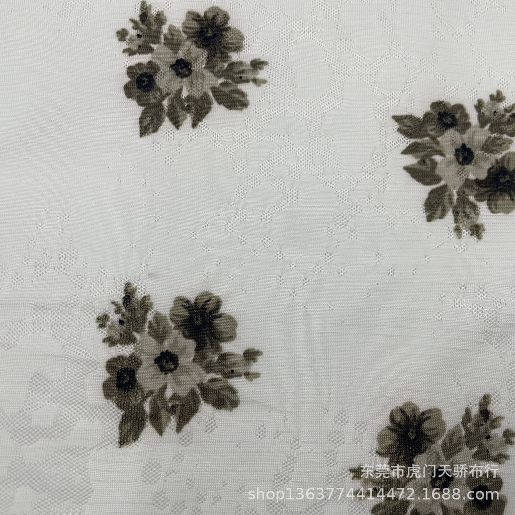 Picture of Spot supply knitted mesh fabric jacquard printing small flower printing knitted jacquard printing fashion women's clothing materials