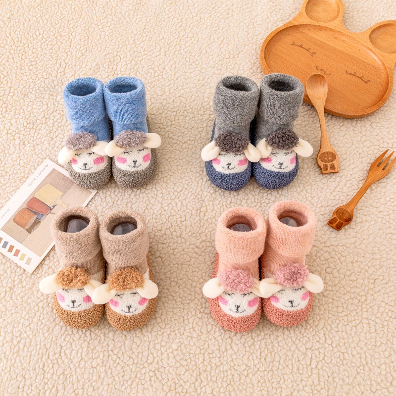 Autumn and winter baby toddler shoes padded terry warm floor shoes cartoon cute baby shoes non-slip baby shoes socks