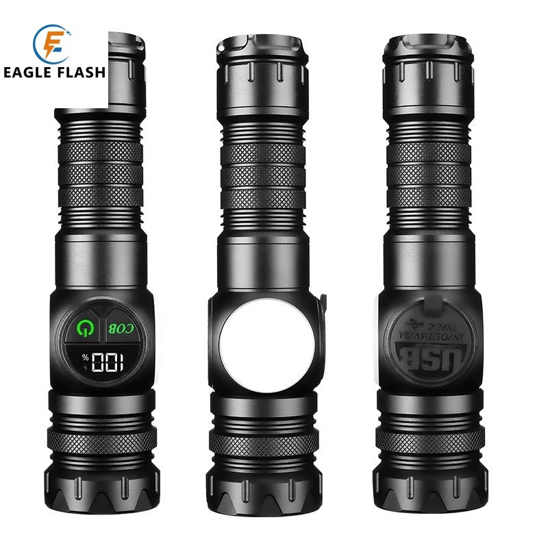 Cross-Border New Outdoor Cob Side Light Portable Outdoor Emergency Inspection Strong Magnetic Flashlight Multi-Function Strong Light Flashlight