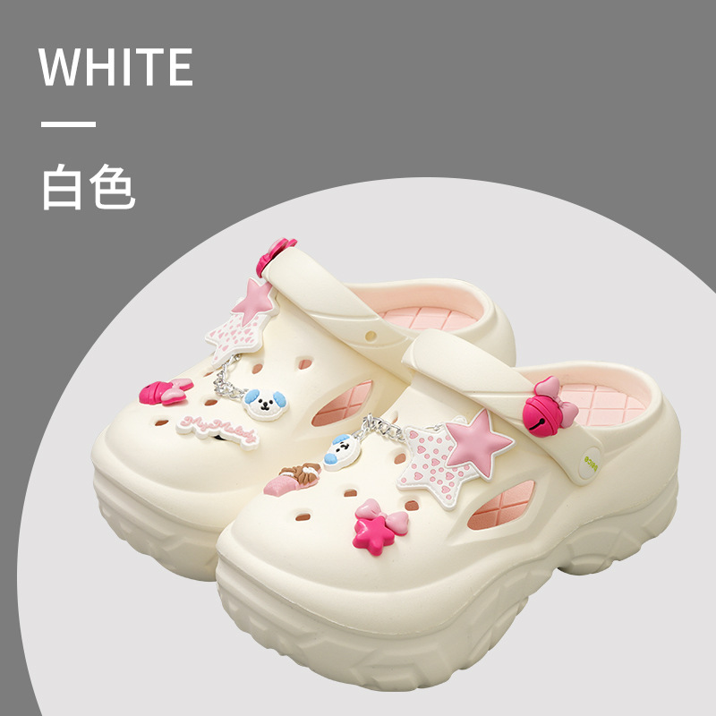 Internet Trendy Fashionable Platform Cake Bottom Hole Shoes Women's Thick Sole Increased Non-slip Cute Cartoon Beach Sandals for Autumn and Summer