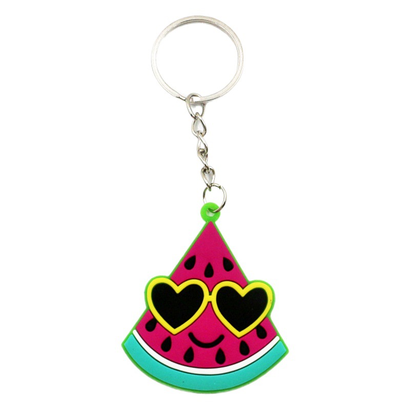 Cross-border PVC cute cartoon fruit keychain strawberry watermelon cake key chain car pendant Accessories Wholesale