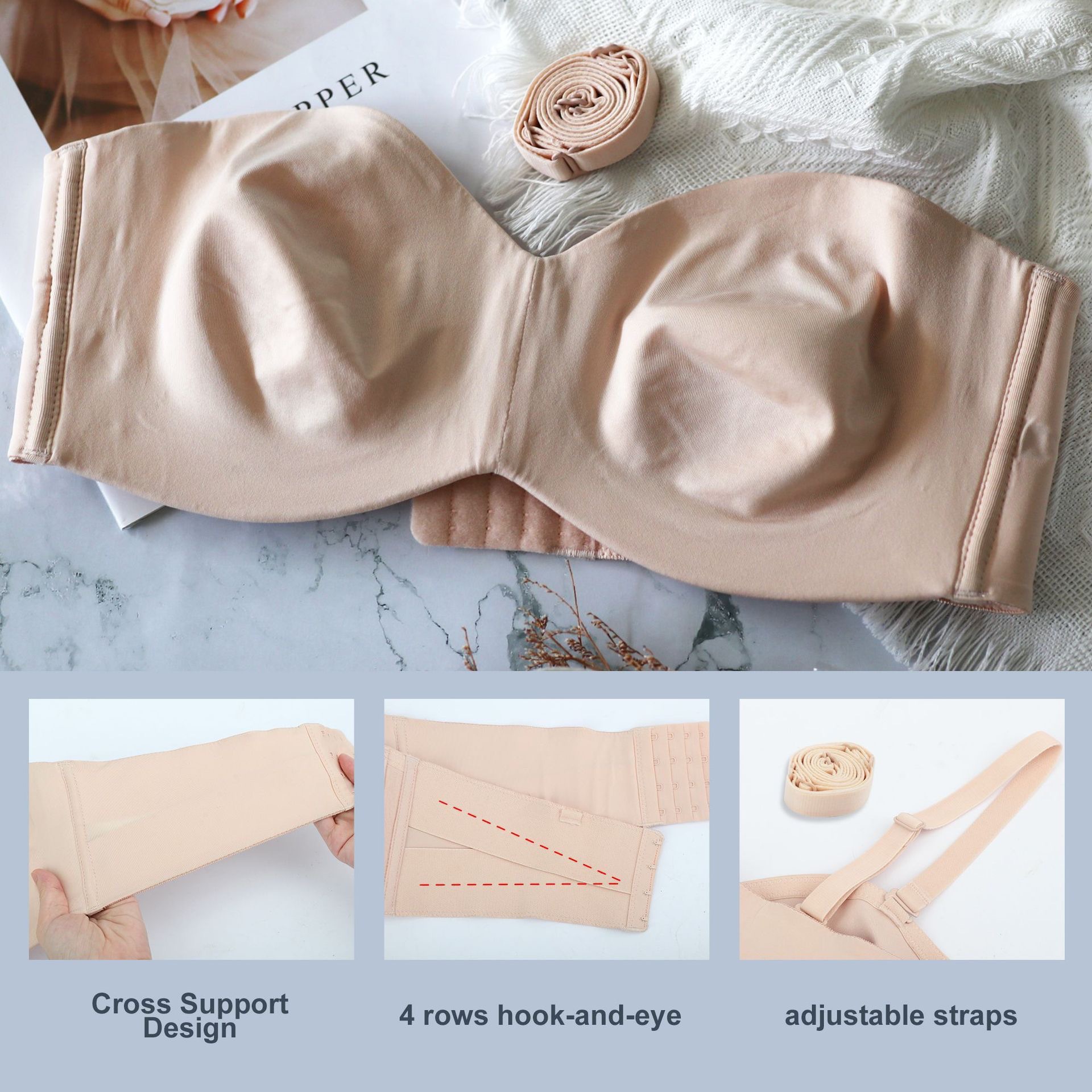 Picture of Cross-border hot bra European and American Foreign trade underwear detachable shoulder strap tube top ultra-thin plus size cross-border underwear