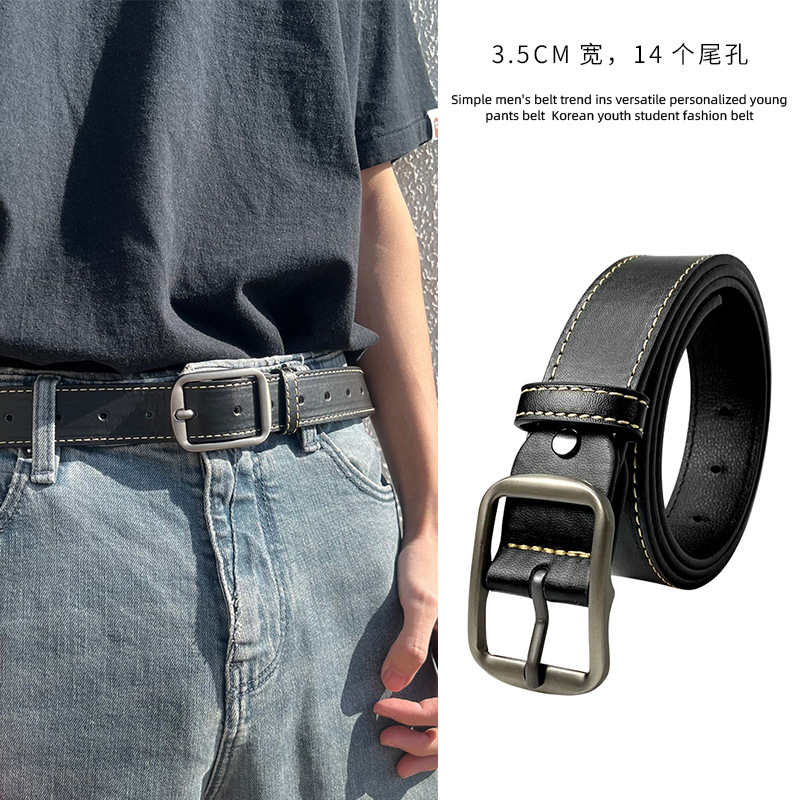 Picture of Pin Buckle Belt Men's Young People Hong Kong-style Trendy Ins Simple Jeans Belt Unisex All-match Trouser Belt