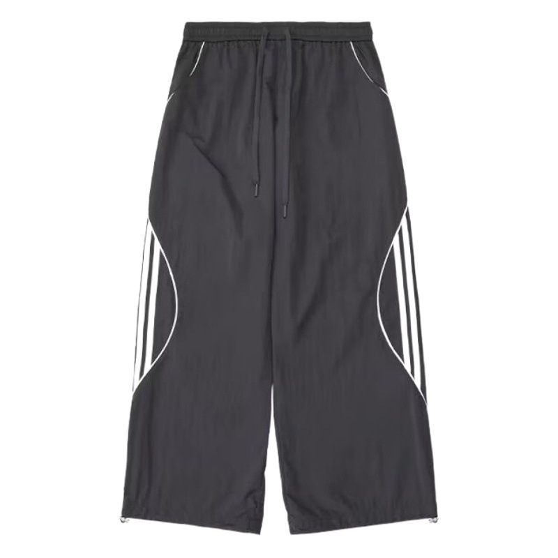 Design Sense Striped Black Wide Leg Sports Pants for Men and Women Spring and Summer American Retro Casual Loose Dumping Pants