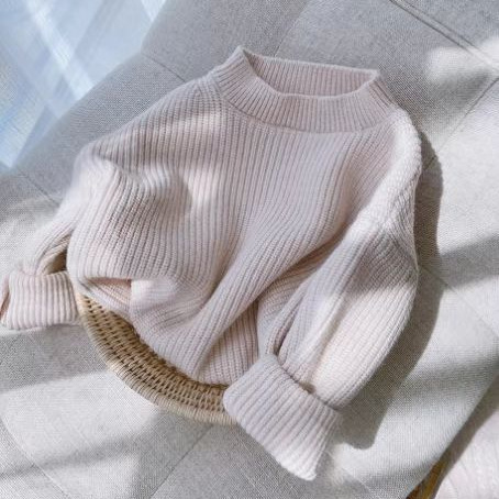 Picture of Children's Pure Color Knitwear Bottoming Shirt with Autumn and Winter Thickeneded Warm Girls' Knitted Knitwear Candy Color New Top