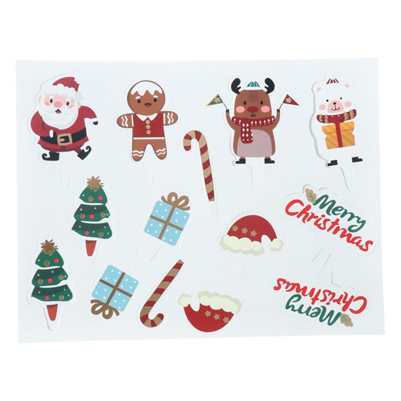 Christmas cake decoration card inserting paper cup cake decoration card inserting Santa Claus snowman deer cake plug-in