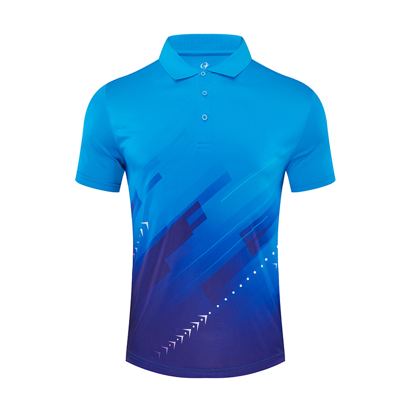 Picture of Children's Adult Table Tennis Badminton Uniform T-Shirt Printed Quick-Drying Team Training Tennis Uniform Lapel Jersey Short-Sleeved