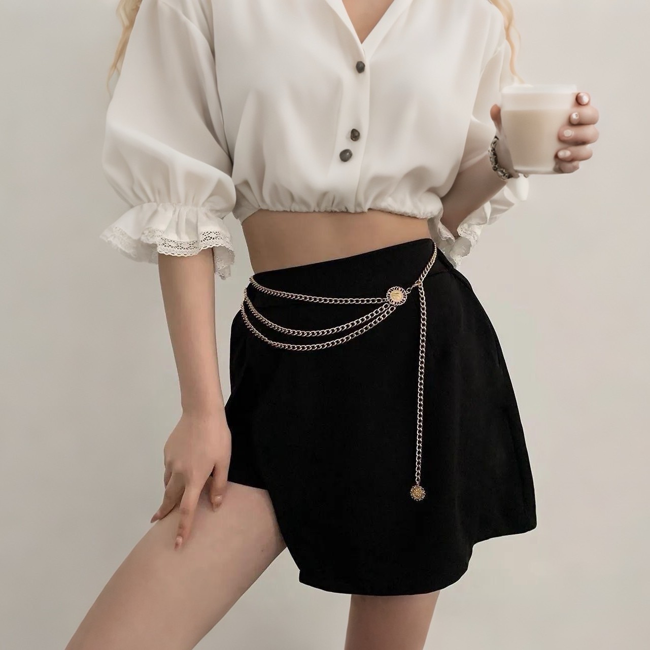 New Accessories, Versatile, High-End, Fashionable Multi-Layered Body Chain for Women, European and American Queen Avatar, Retro Street Style Waist Chain