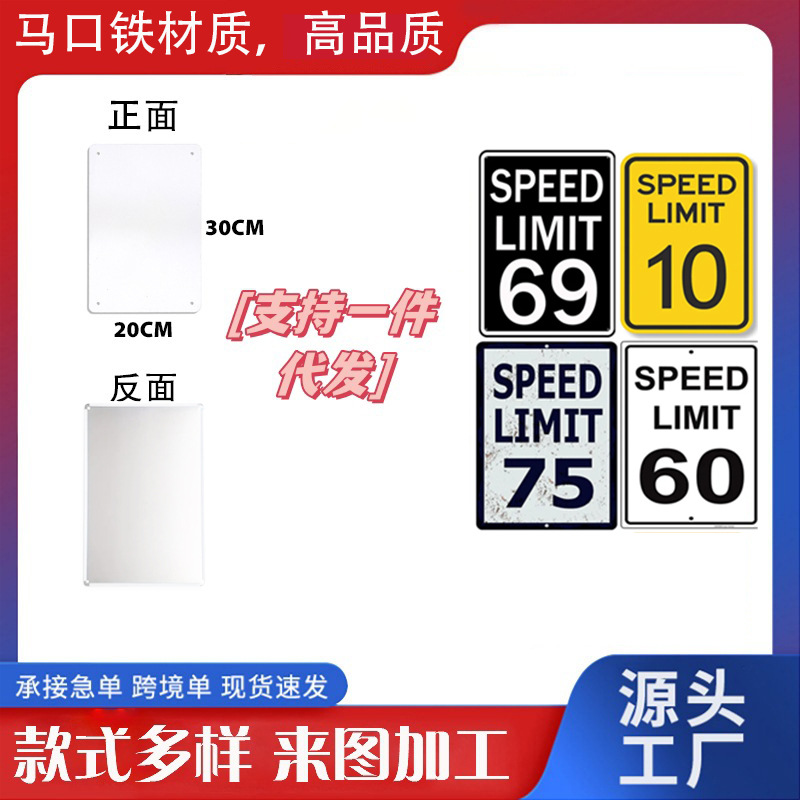 Picture of Retro No Speed Limit Sign Poster American Iron Painting Cross-Border Best-Selling Bar Cafe Wall Decoration