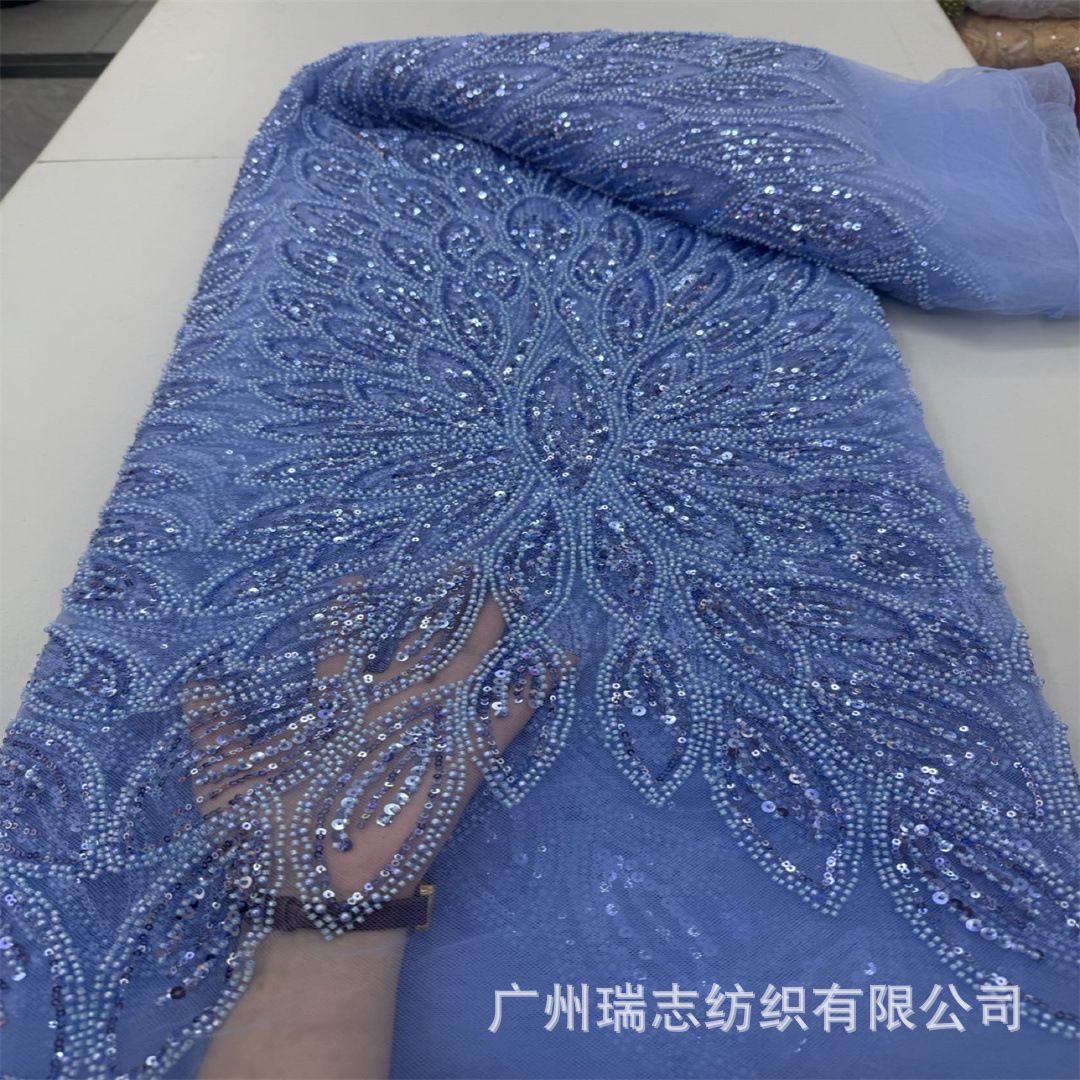 New wedding dress banquet dress beaded tube lace sequin embroidery fashion fabric beaded embroidery lace