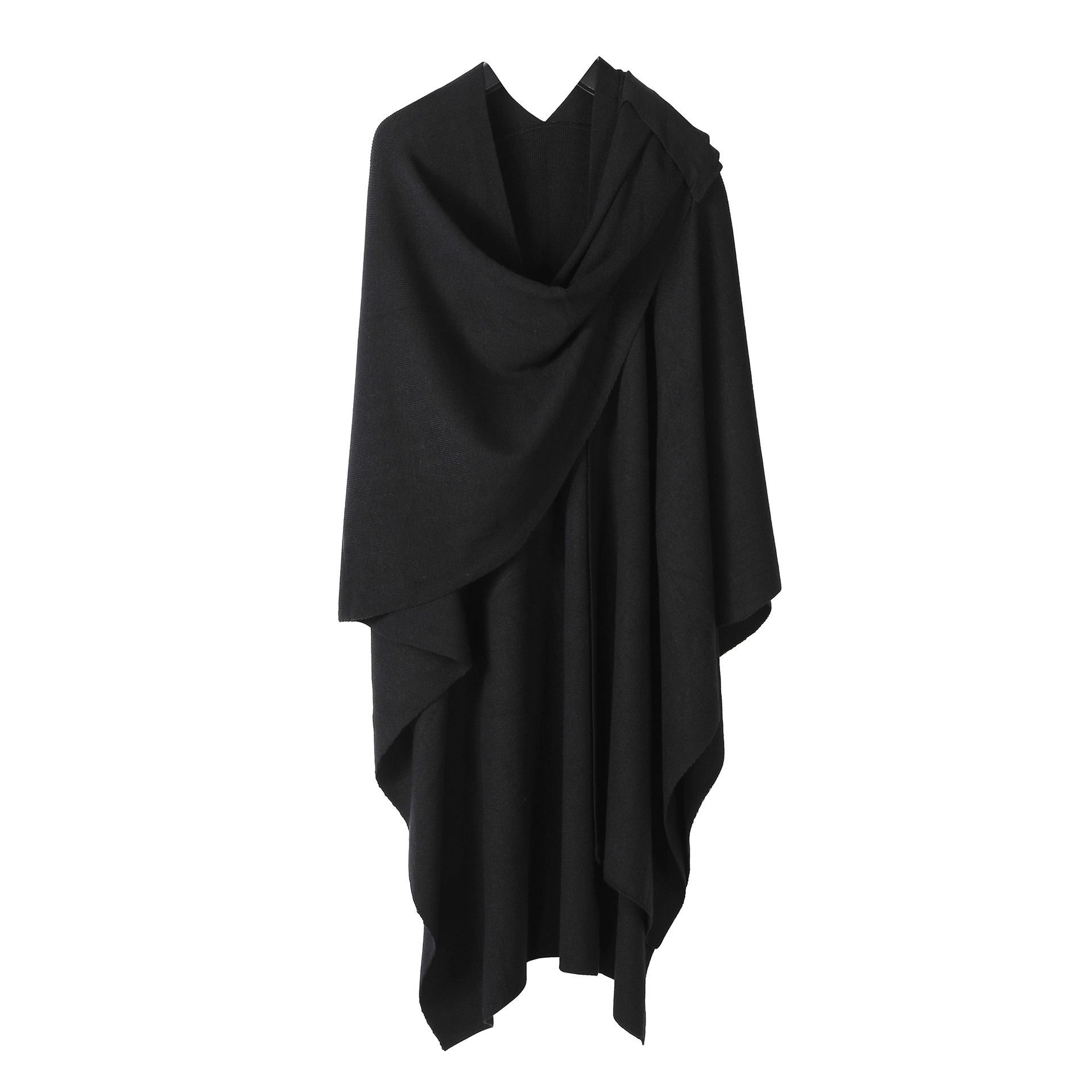 Amazon Cross-Border Slit Cape Shawl Core-Spun Yarn Blanket Knitted Solid Color Shawl Women's Striped Strap Large Shawl