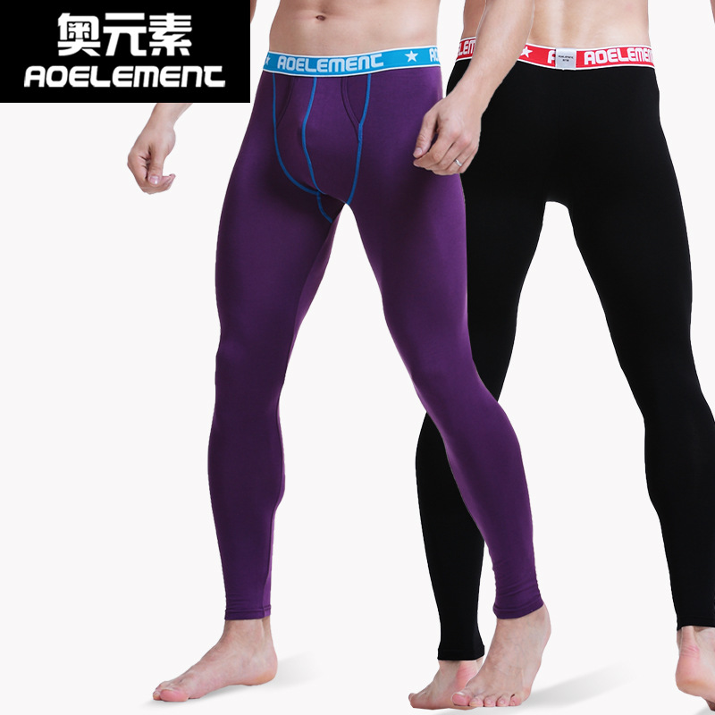 Picture of Men's long johns panties single-piece autumn and winter thin tight warm pants slim-fit johns men's leggings