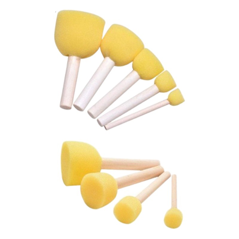 Round sponge painting brush mushroom head seal children's painting sponge brush kindergarten early education DIY handmade rubbing