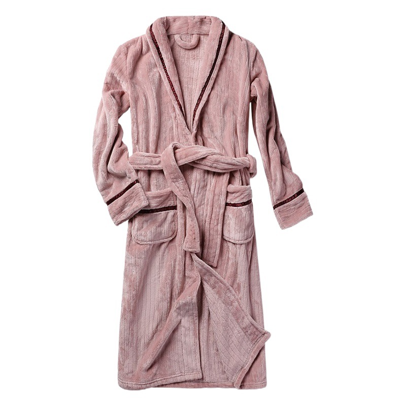 Cross-border Explosions Coral Fleece Couple Pajamas Nightgown Autumn and Winter Thickened Warm Morning Gown Hotel Bathrobe Loose Home Clothes