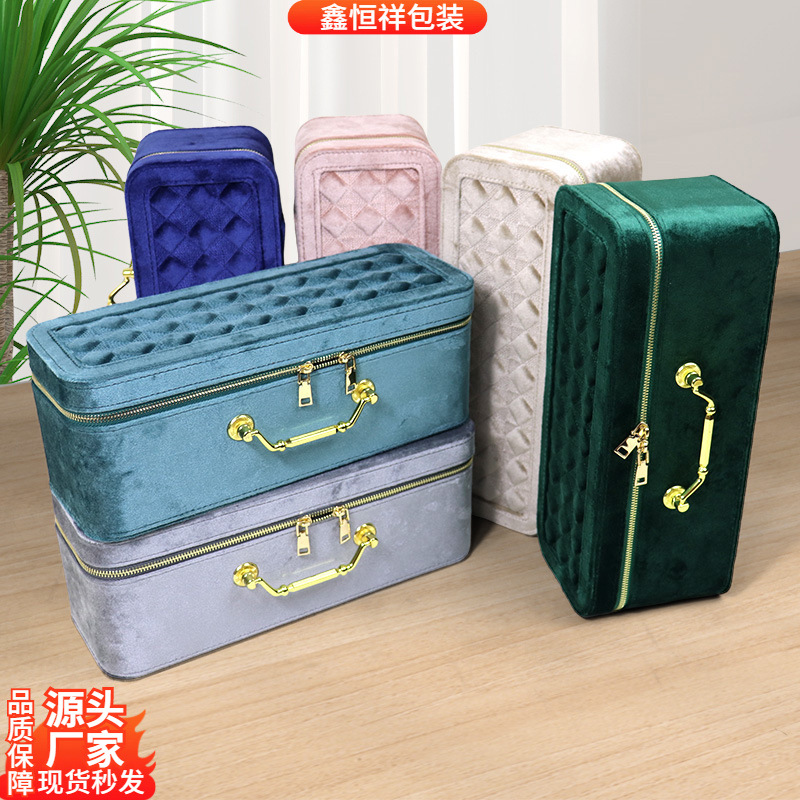 Flannel Large Capacity Jewelry Bracelet Box Multi-position Storage Box Household Portable Jade Bracelet Jade Bracelet Storage Box