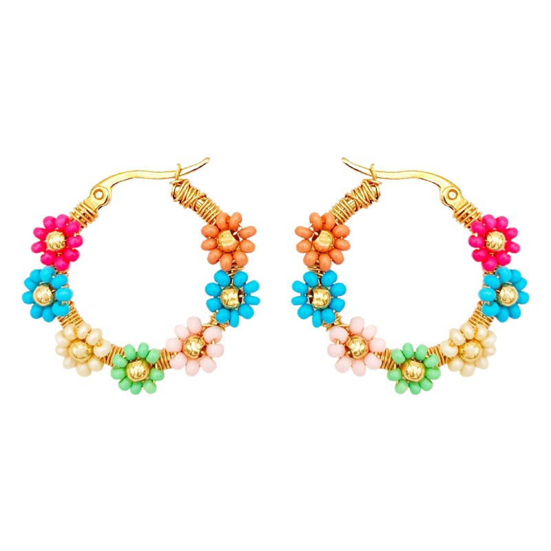 Original new flower earrings European and American high-end luxury earrings handmade beaded earrings foreign trade jewelry wholesale