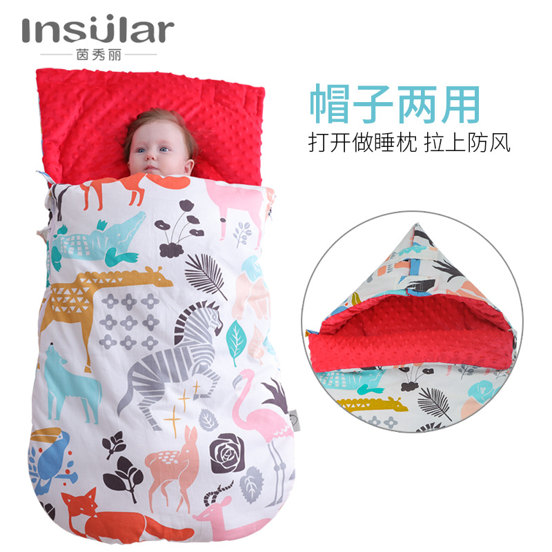 Picture of Baby Doudou Blanket Cotton Thickened Anti-startling Baby Sleeping Bag Autumn and Winter Dual-use Newborn Sleeping Bag Wholesale