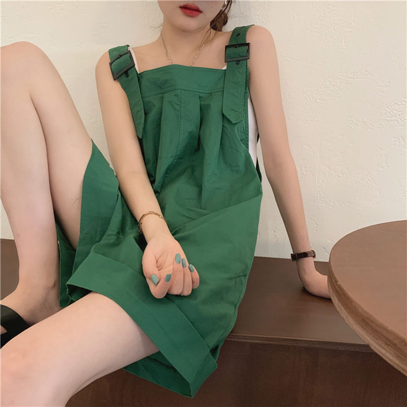 Cotton Overalls for Women Summer 2025 New Fashion Small Casual Suspender Jumpsuit Shorts Five-Quarter Pants with Flap Pocket Pantss
