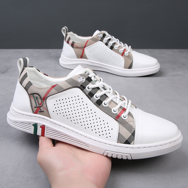 Picture of European Station White Shoes Men's Cut Out Trendyy British Genuine Leather Casual Shoes Men's Summer Breathable Versatile Hole-In-The-Wall Men's Shoes