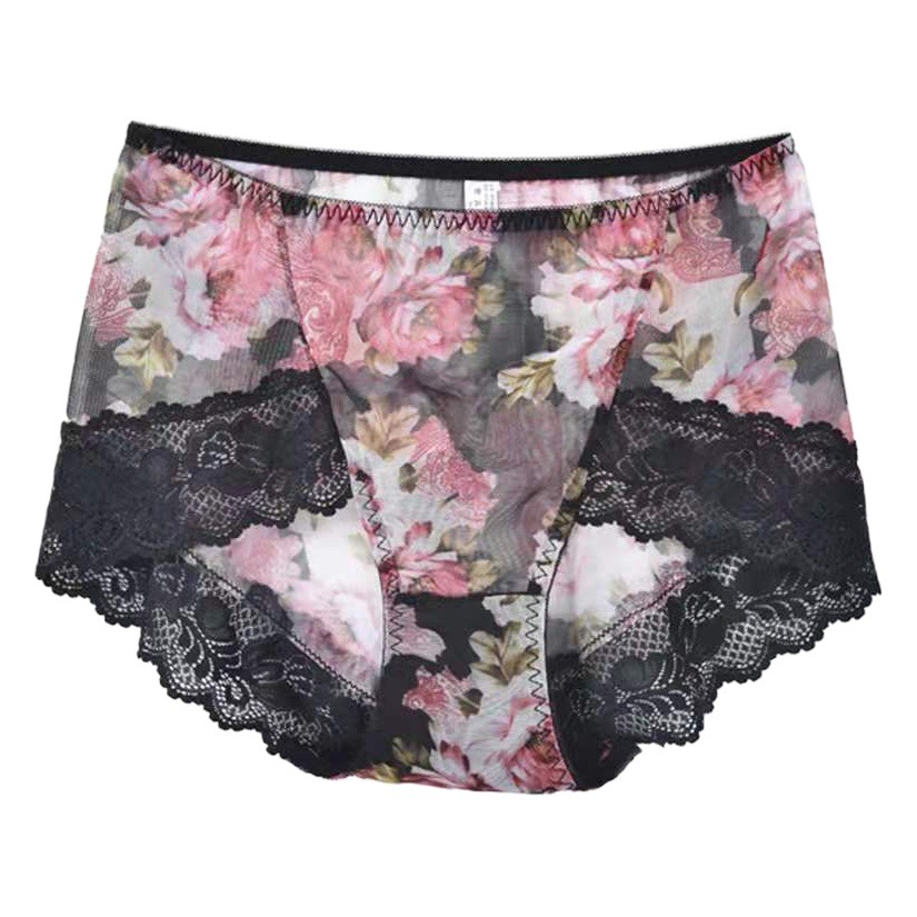 Little Matchmaker 115.00kg Men's Mesh Briefs plus size Printed Sexy Mid-waist Ice Silk Ultra-thin Underwear Men's Underwear