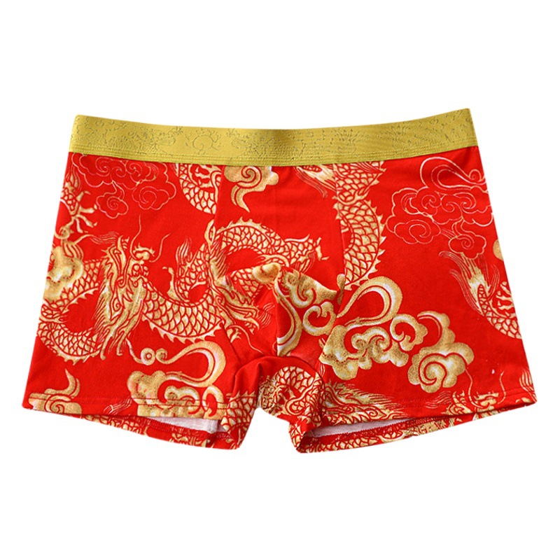 Spot wholesale domineering dragon pattern men's underwear fashion dragon pattern boxer shorts dragon year of life year of the dragon red pants