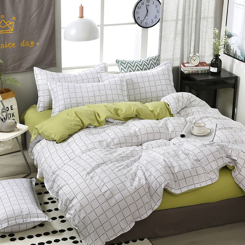 Picture of Small fresh sanding quilt cover four-piece water-washed cotton bed sheet quilt cover simple student dormitory single three-piece wholesale