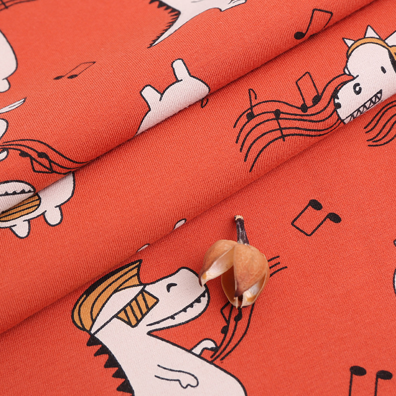 Picture of Lycra Cotton Cartoon Printed Sweat Fabric Spandex Stretch Knitted Fabric Combed Cotton Children's Underwear suit T-shirt Fabric
