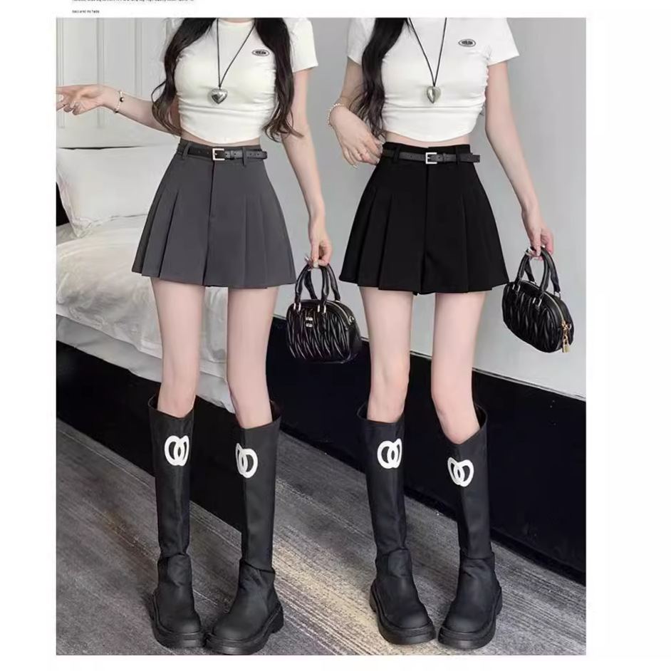 Niche Suit Culottes Women's 2024 Spring and Summer New Loose High Waist Pleated A- line Pants Slimming Wide Leg Casual Culottes