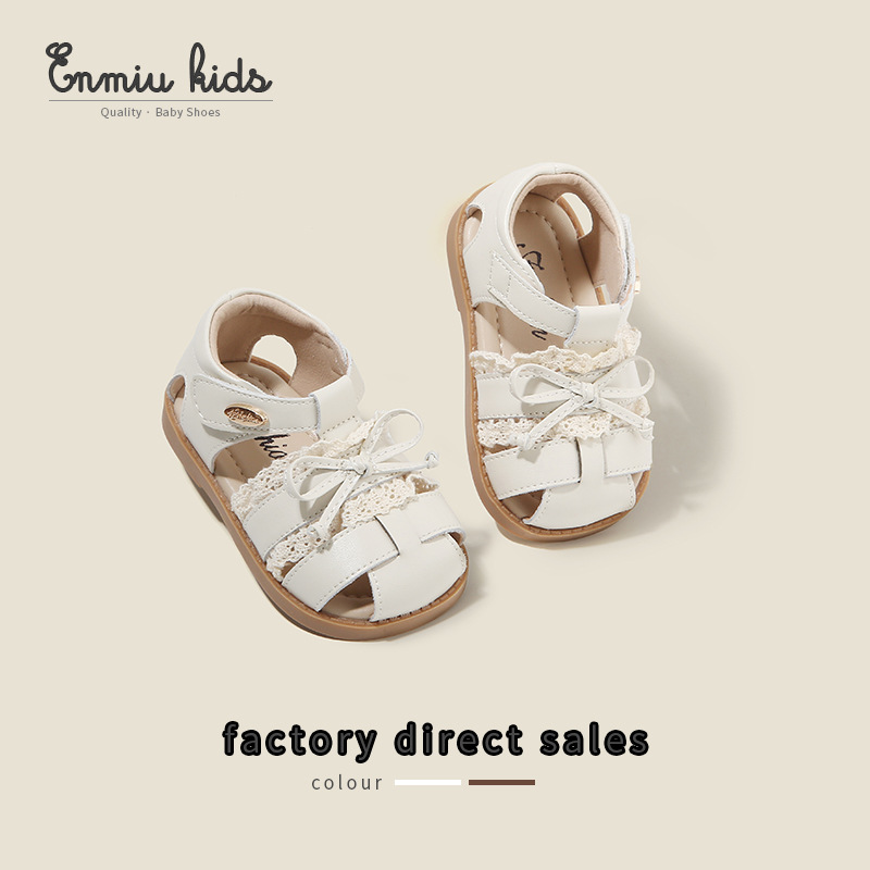 [Size 19--28] Summer Girls Sandals Princess Shoes Breathable Korean Style Bow Baby Girl Beach Shoes Toddler Shoes