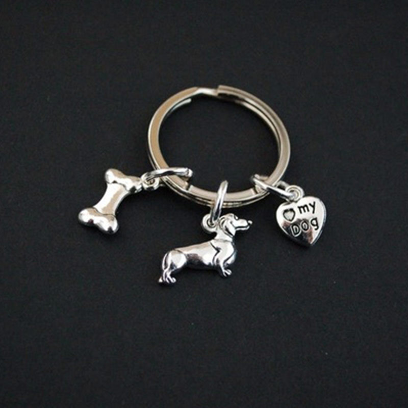 Foreign trade new products I love dachshund dog dachshund dog heart bone mydog heart key chain key factory outlet
