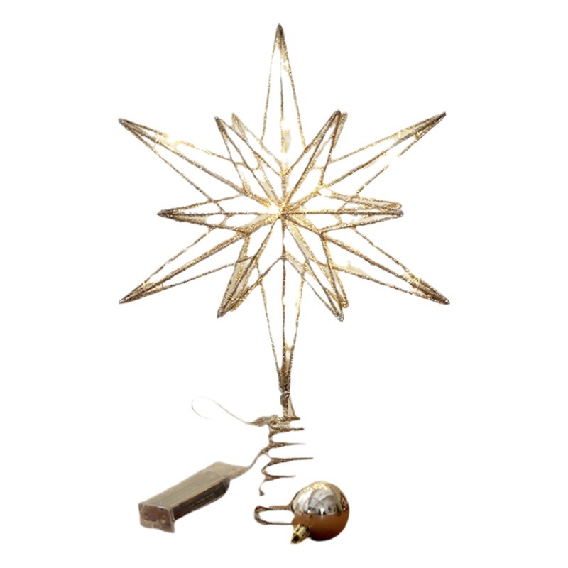Cross-border Christmas tree top star decoration iron star supply top star five-pointed star new wholesale Hollow
