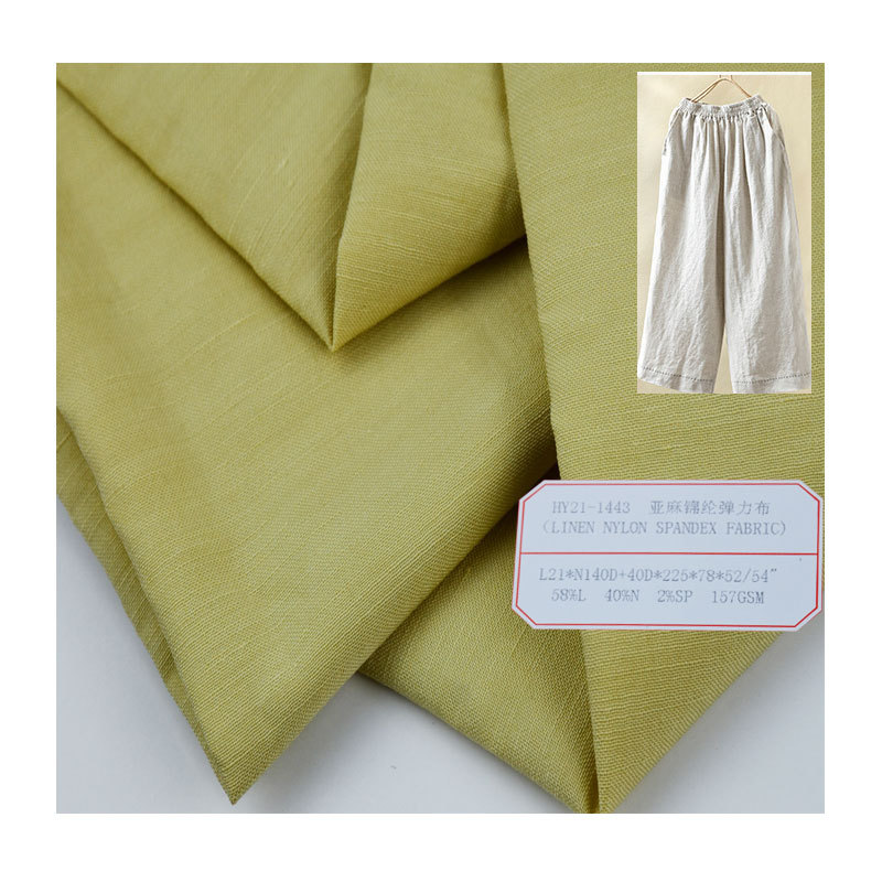 High density linen nylon stretch cloth 157GSM spring summer autumn thin casual women's dress fabric soft