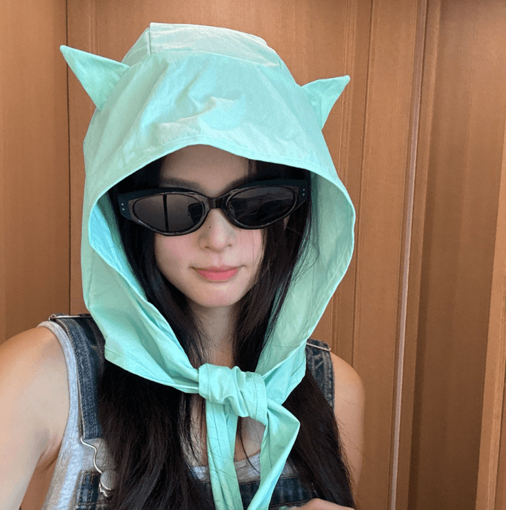Picture of Hat Women's Summer and Autumn Sunscreen Sunshade Hat Thin Ear Protection Hat Headwear Hat Cartoon Deviruchi Strap Quick-drying Sun Hat