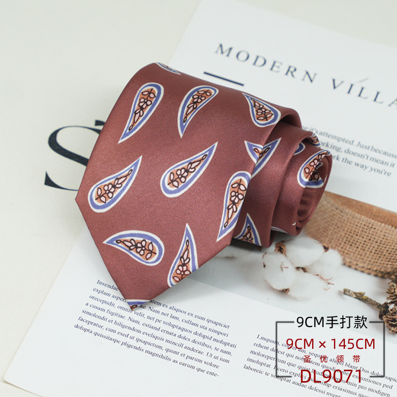 Picture of Dress tie men's Korean British style gentleman retro pattern 9CM hand-made student work business professional wear