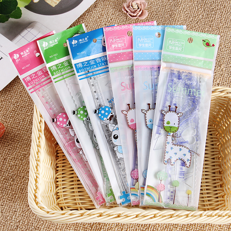 Picture of Wholesale creative student set ruler children student school supplies ruler triangle ruler set cartoon holiday gift