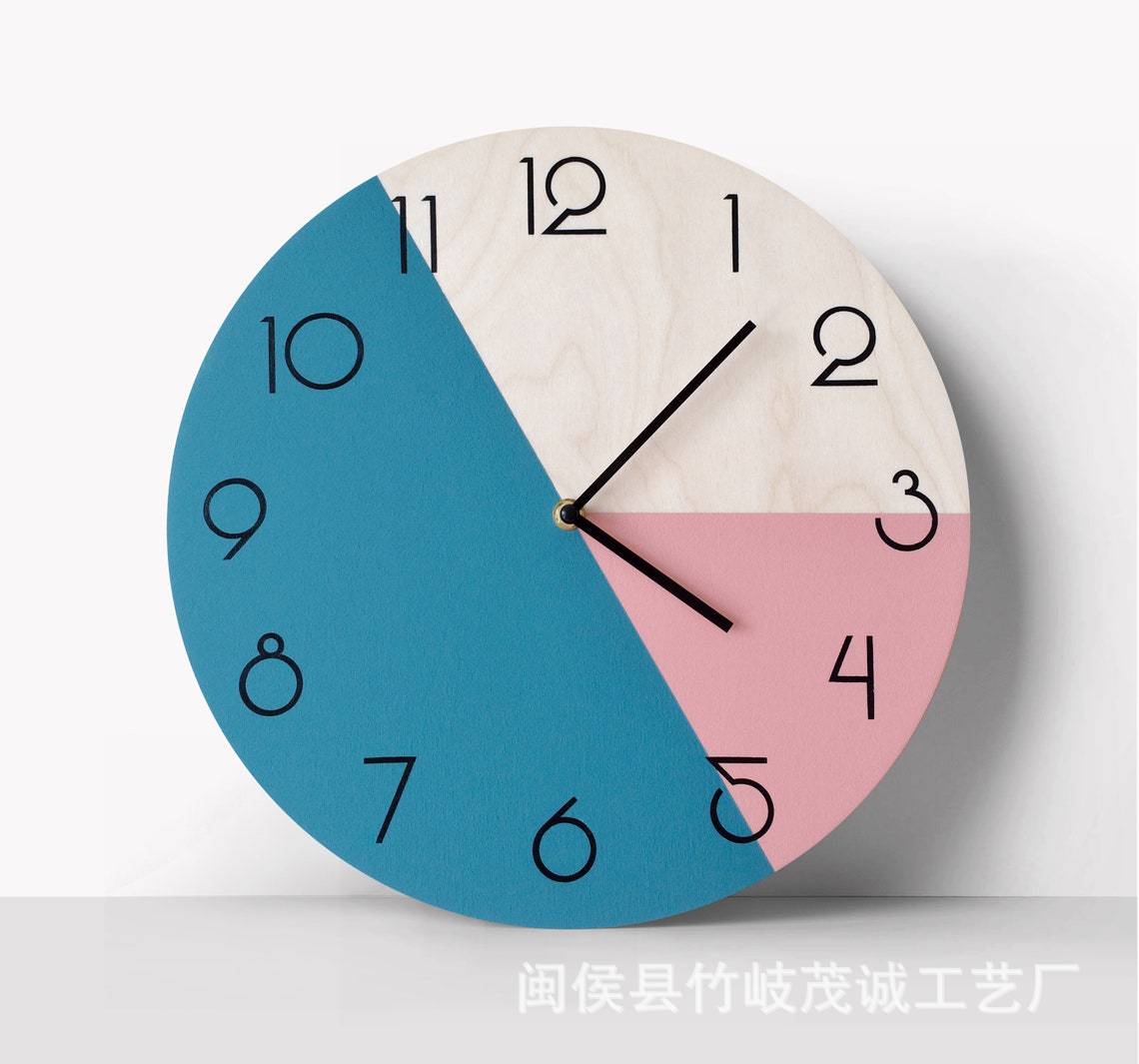 Cross-Border living room clock simple mute wood decorative wall clock cross-border hot selling American bedroom study clock