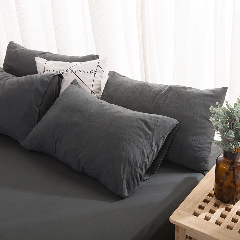 Pillowcase Solid Color Washed Cotton No Print Pillowcase Hotel Homestay School White Student Dormitory Home 48x74cm