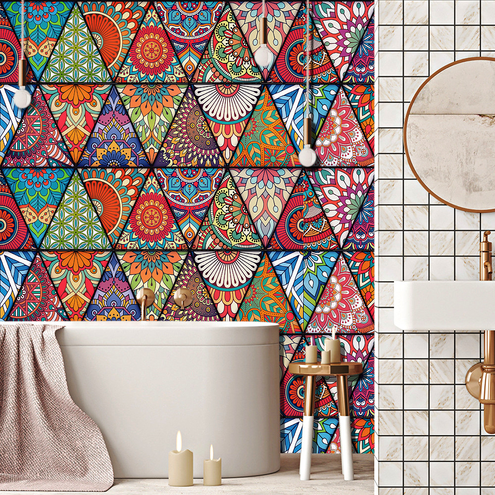 Moroccan Mandala Pattern Frosted Floor Sticker Kitchen Backsplash Desktop Wardrobe Refurbished Wall Sticker MZ-6-053