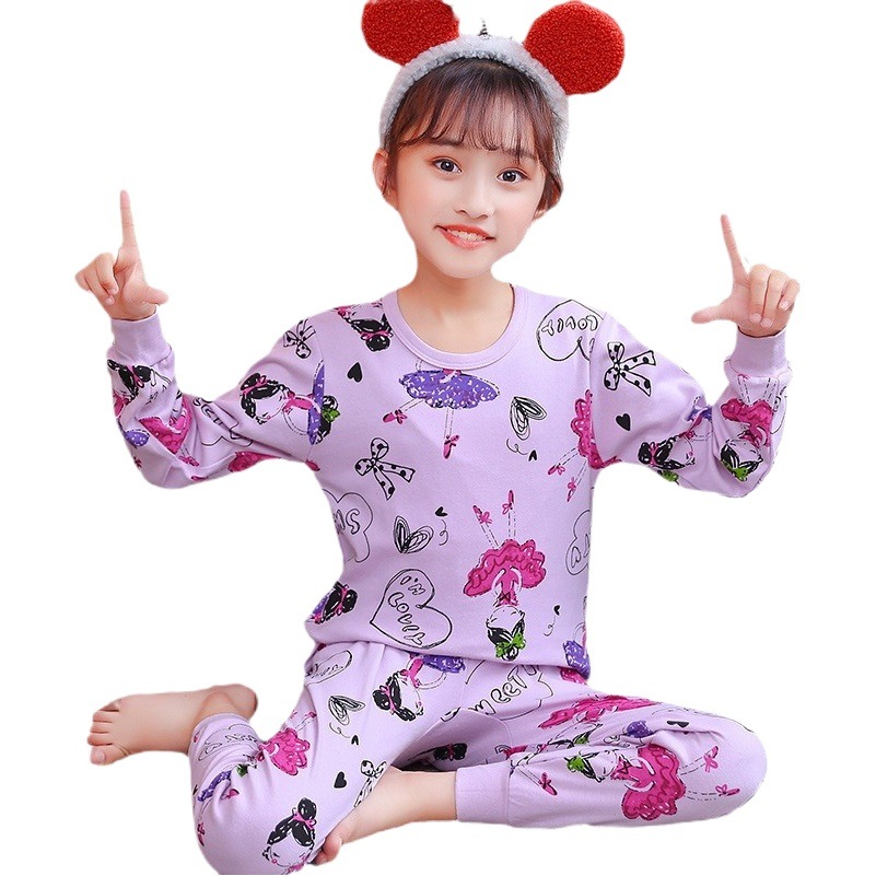 Picture of Children's autumn clothes long pants pure cotton boys' and girls' underwear suit cartoon children's autumn and winter new two-piece set bottoming