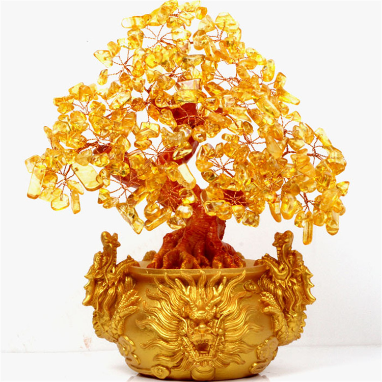 Picture of East China Sea Festival High Yellow Tree Three Dragon Crystal Tree Money Tree Money Tree Home Decoration Bring in Wealth and Treasure