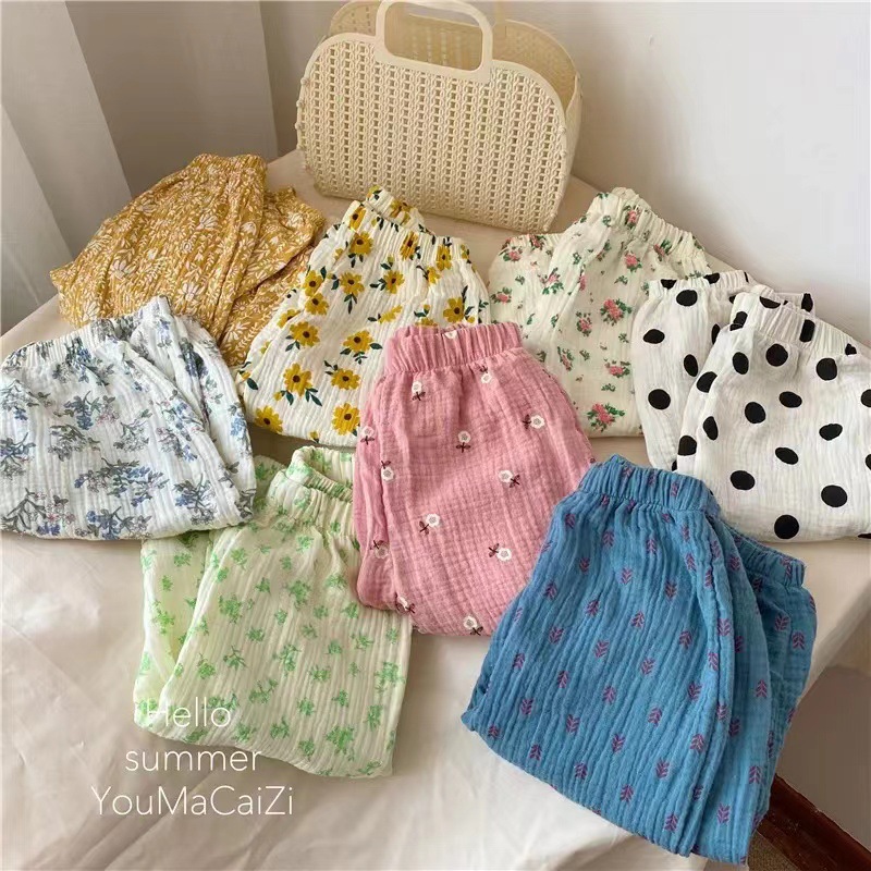 Double Cotton Yarn Children's Anti-mosquito Pants 2024 Summer New Fashion Printed Casual Pants Children's Trendy Trousers