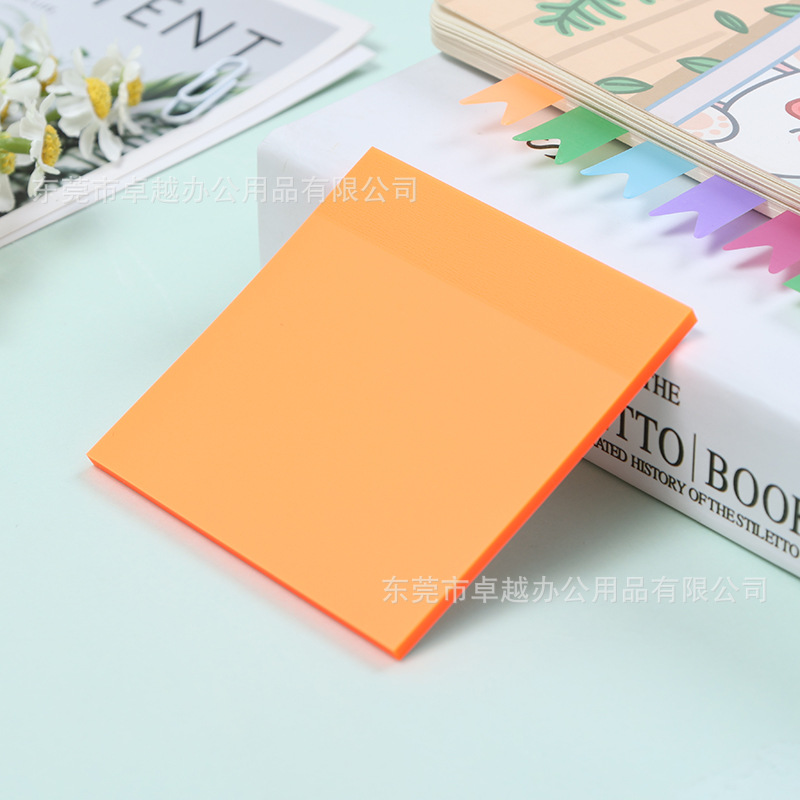 Picture of PET fluorescent notes for students to use key marks to write strong sticky plastic waterproof wrong topic transparent post-it notes