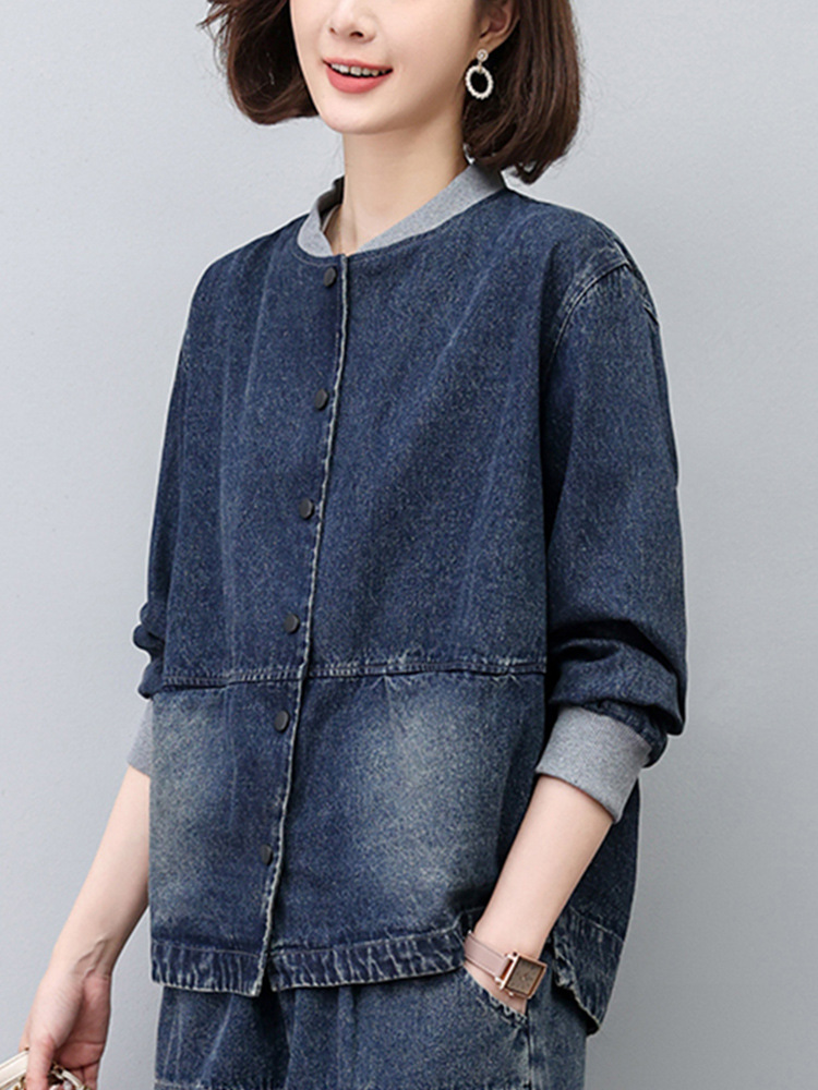 Picture of Mother's Spring and Autumn Fashion Foreign Style Denim Jacket 2024 New Middle-aged and Elderly Women's Casual Sports Denim Jacket
