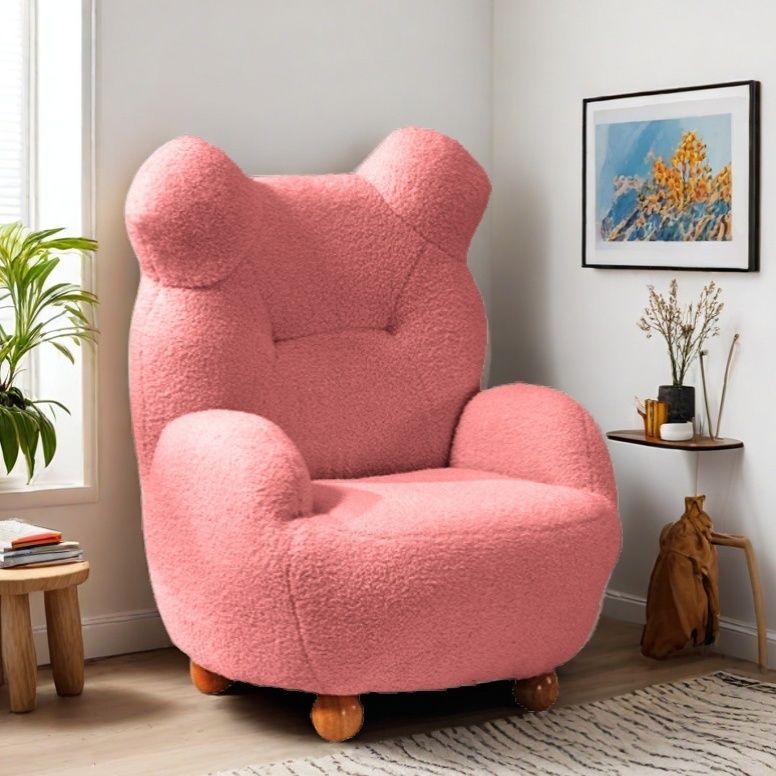 Picture of Bear Kids Sofa Sofa Chair Cartoon 3 to 6 Years Old Lamb Wool Single Seat Cute Lazy Baby Bedroom