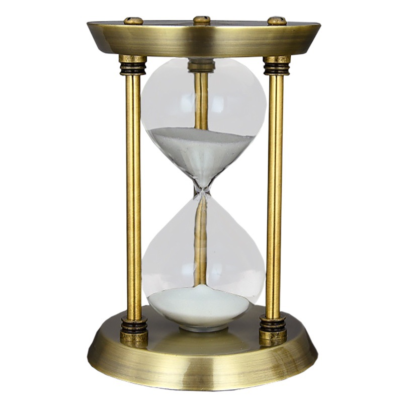 Three-Column Ornament High-End Timer Hourglass Mini Countdown Glass Timer Time Small Metal Hourglass